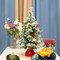 Mini Christmas Pine Tree Indoor Tabletop (	White,red) 13.78"D x 13.78"W x 21.65"H